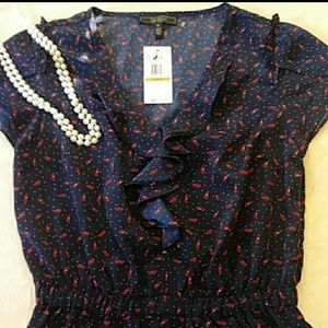 NWT Jessica Simpson Navy & Red High Heel Dress